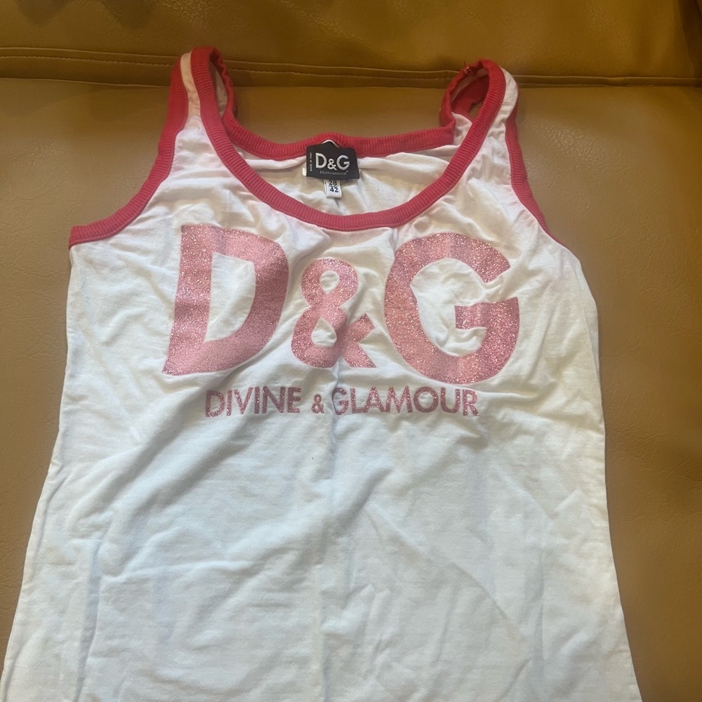 D&G Kids White and Pink Tank Top